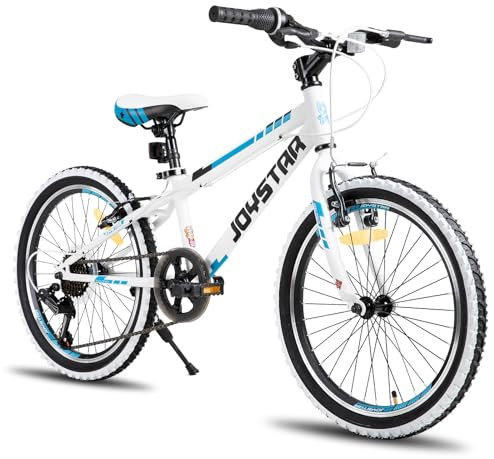 JOYSTAR Lubbock 24 Zoll Kinderfahrrad für Jungen & Mädchen im Alter von 9-13 Jahren Hardtail Mountainbike für Kinder mit 7-Gang,Weiß