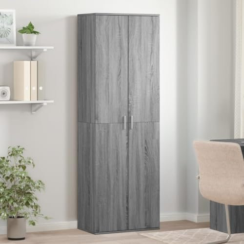 IKAYAA Armario Multiusos 2 Puertas Escobero y de Limpieza, Almacenaje Para Hogar, Madera de Ingeniería, 60x35x180 cm Gris Sonoma