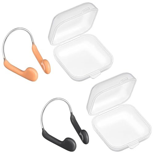 2 Pcs Swimming Nose Clip Unisex Adult Swimming Competition Nose Clip Training Nose Plugs Swimming Competition Protector with Storage Cases for Adults Water Sports Pool