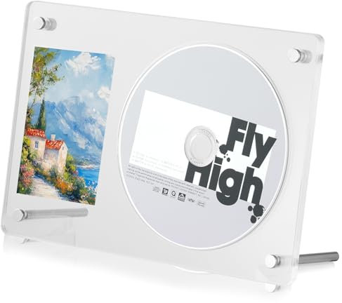 Cornice per CD, 21 x 14,5 cm, in acrilico solido, doppia cornice per esposizione CD, autografata, 2 in 1, per dischi e CD, decorazione per la casa