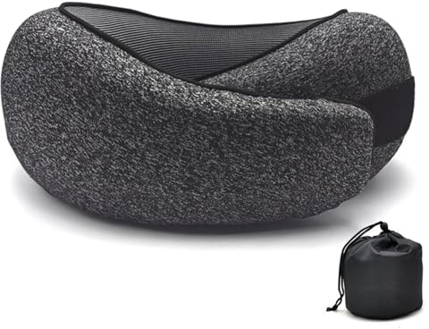 Rayson Almohada de Viaje de Espuma con Memoria Ajustable Almohada Cervical Apoyo para el Avión Coche Oficina Incluye Bolsa para Almacenamiento,Gris Oscuro