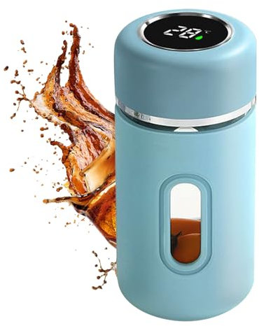 Botella Pequeña para Agua | Botella De Vidrio Con Tapa | Taza Térmica Anticaídas Con Indicador De Temperatura En Tiempo Real Para Uso Diario En Casa Viajes Restaurantes Picnic Gimnasio Oficina Café
