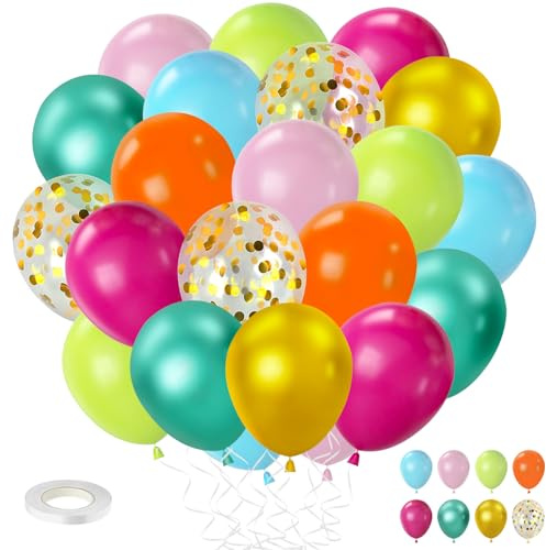 Ballon Anniversaire Multicolore, 50 Pièces 12 Pouces Ballons Fête Hawaïenne, Ballons Colorés Hawaii Ballon Latex Helium pour Hawaïenne Fête D'été Anniversaire Baby Shower