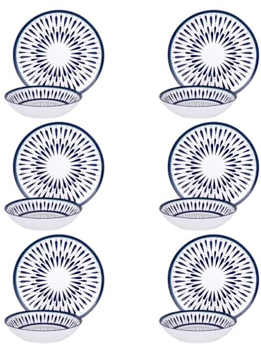 Servizio 12 piatti porcellana Gelsira blu