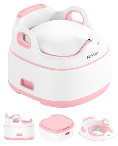 Kidiyana 3-i-1 barnpotta elefant, toalettfäste och stegpall, stabil och halkfri, sittminskare med stänkskydd, ergonomisk, lätt att rengöra, för spädbarn och småbarn från 6 månader