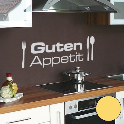 A590 Wandtattoo Guten Appetit 150cm x 53cm senf (erh. in 40 Farben und 4 Größen)
