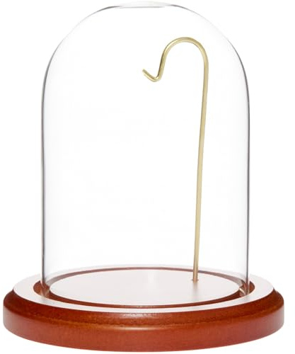 Plymor 3 x 4 Watch Glass Display Dome Cloche (Walnut MDF Base & Brass Wire)