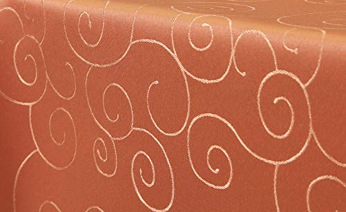 First-Tex Ornament Damast Tischdecke eckig 110x140 Terracotta*
