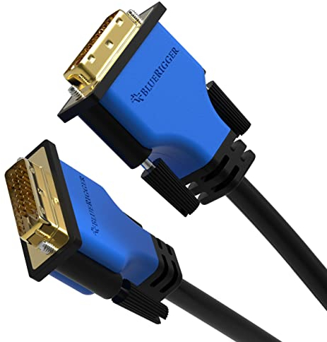 BlueRigger DVI to DVI Monitor Cable (7.6M, 24+1 Dual Link, Digital Video Cable, Male to Male) - for Gaming, DVD, Laptops, HDTV and Projector