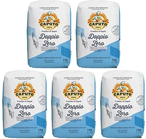 Molino Caputo Farina Blu di Grano Tenero (triticum aestivum) 00 - 5 Pezzi Da 1 Kg,, 5000 Grammo
