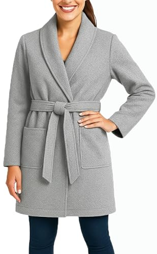 Kendindza - Cappotto trench da donna con cintura, taglia unica, lungo e corto