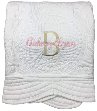 Personalized Baby Quilt Blankets Monogrammed Keepsake for Kids Baby Blankets for Girls or Boys Embroidered Baby Gifts for Toddler Crib Size Color Options (Customize Your Quilt)