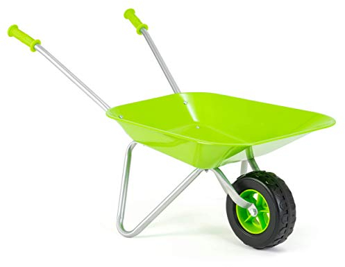 Little Roots Kids Wheelbarrow, Gardening Toys, Metal Frame, Plastic Tray, and Rubber Handles for Educational Outdoor Play