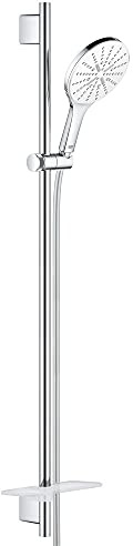 Grohe Rainshower 150 SmartActive 26594LS0 - Set Asta Doccia a 3 Getti, Ecojoy Portata Limitata a 9.5l/min, Rotondo, Bianco