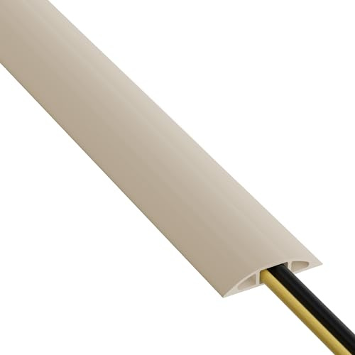 D-Line 6ft Floor Cord Cover, Cable Protector, Hide Extension Cords, Protect Cords, Prevent Cable Trips, Heavy Duty Cord Hider - Cable Cavity = 0.63 (W) x 0.31 (H) - Beige