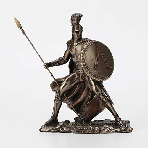 Veronese Design Statua da tavolo del re greco Leonida battaglia guerriero di Sparta finitura bronzo