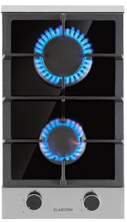 Klarstein Gashäll 2 lågor, 4,2 kW inbyggnadsgashäll för inomhus, Gashäll i rostfritt stål för husbil, 2-lågig Modern inbyggnadsgasspis, Gasspis med två brännare