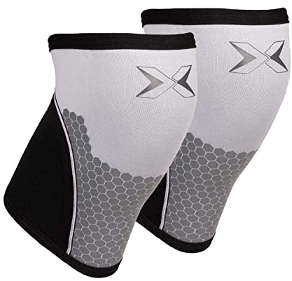 PICSIL Genouillères pour Entraînement Levage de Musculation et Haltérophilie, Rotulienne pour Force Athlétique et d’Haltérophilie, Crosstrainig, WODs Extra Support (S, Blanc 5mm)