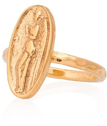 Münzring, Antiker römischer Münzring, Signet-Münzring. 24K vergoldeter antiker griechischer Silberring. Münzring aus 925er Sterlingsilber.