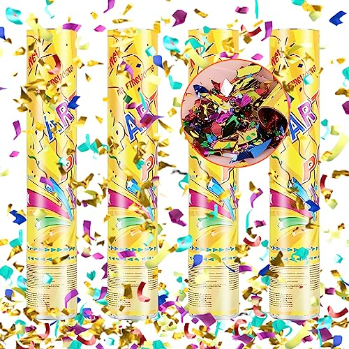 Party Popper Bunt*4pcs, ACTOYS Konfettikanone Hochzeit, Konfettikanone Papier, Confetti Kanone, Confetti Cannon, Konfetti Shooter, Konfettikanone Geburtstag, Party Konfettikanone