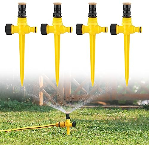 Wondsea 4 Stück Rasensprenger,360° Automatische Bewässerung Gartensprenger,90°-180°-360°Adjustable Garten-Rasensprinkler,Multifunktion Gartensprinkler zum Bewässern von Pflanzen,Blumen und Gemüse