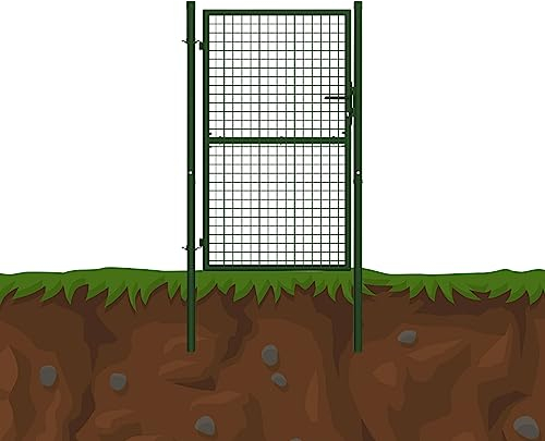 Gartentür Grün/Anthrazit Gartentor Rundpfosten Gartenpforte Metall Geteilt Tor, Farbe:Grün, Höhe:1 x 1.2 m