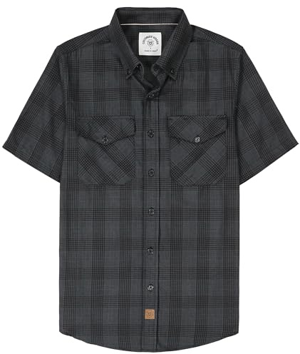 Dubinik® Camisa Bambu Hombre Camisas Hombre Manga Corta Casual Ligera Vintage Bolsillo Cuadros Camisa Manga Corta Hombre