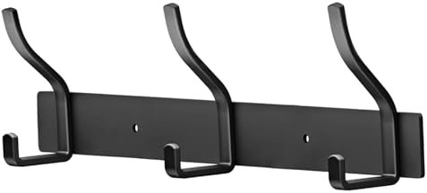 ZUIMENG Garderobenhaken Edelstahl, Kleiderhaken Wand Jackenhalter, Schwerlast Garderobenleiste Wandgarderobe Hakenleiste Garderobe Wandhaken (Schwarz Matt, 3 Haken 1 Stück)
