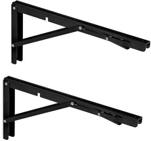 SOTECH 1 paire de consoles rabattables pour charges lourdes 400 x 175 mm | noir, capacité de charge jusqu'à 150 kg Equerres de rayonnage pour montage mural