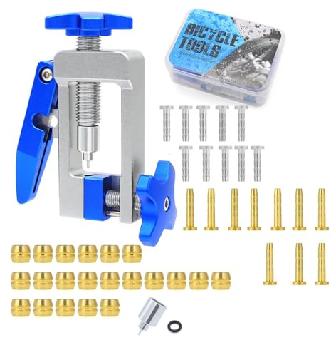 Lyshujli 2 in 1 Bike Hydraulic Brake Hose Line Cutter and Bike Hydraulic Brake Line Fitting Insert Tool with 20 pcs BH59 +BH90 Brass Olives Kit