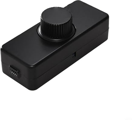 Inline LED Dimmer Switch, Knob Dimmer Switch Lights, 220 240V Offering Full Range Brightness Adjustment From 0 To, For Living Room Bedroom RV(black)