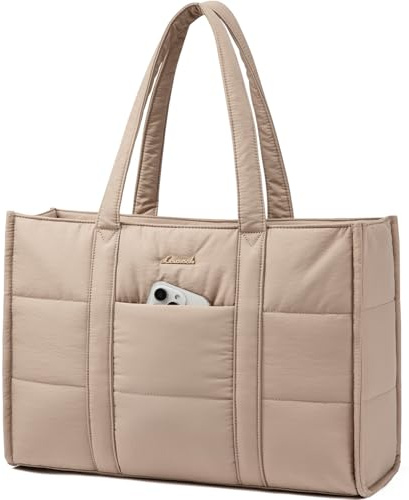 LOVEVOOK Borsa Donna, Grande Puffer Borse Università Borsa da Lavoro porta PC 15,6 Pollici, Tote Bag Shopper Borse Tracolla per Ufficio Insegnante Docente Scuola