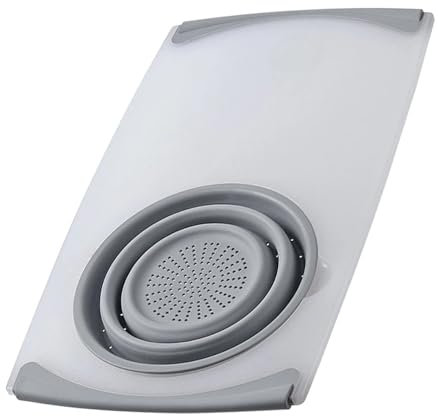 Tabla de cortar sobre el fregadero con colador, tabla de cortar sobre el fregadero con colador | colador de pie extraíble, antideslizante y escurridor para la preparación de comidas en la cocina