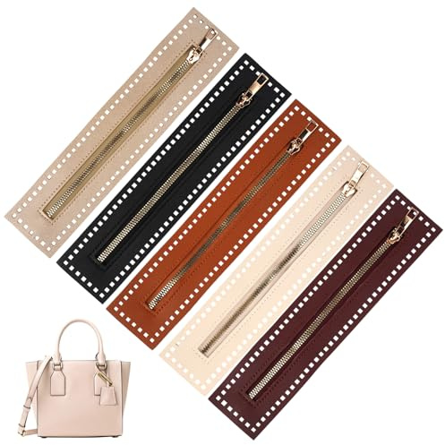 5 Piezas Cremallera de Cuero pu de 27 x 5.7 cm Cremalleras de Metal de Colores, Bolsas Hechas a Mano Cremalleras a Granel Cierre Final para DIY Ganchillo Monedero de Costura Jeans Accesorios