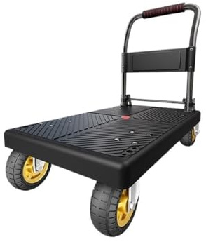 Handkärra, Plattformshandvagn med 5 hjul, bärbara vagnar for industri och kommersiellt bruk Hopfällbar handkärra(Black)