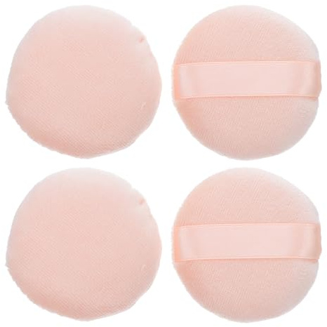 PATKAW 4 Piezas Borla de Polvo Redonda de Algodón para Maquillaje, Aplicador de Base y Corrector, Tamaño L, Adecuado para Uso en Casa y Viajes, sin Fluorescencia