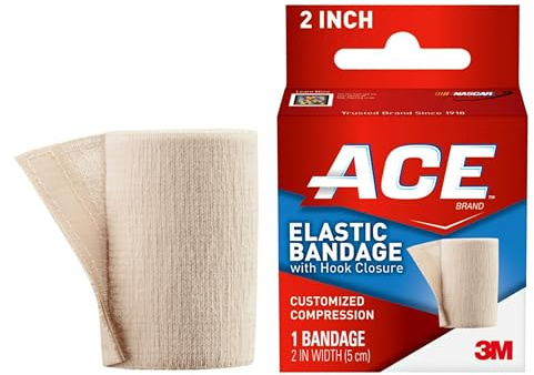 ACE Brand Elastic Bandage with Clips, Adjustable for Secure, Moderate Support, 2, One Size Fits Most(Pack of 2)