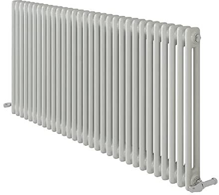 iBathUK Regency Horizontal Column Radiator, Double Panel Radiators, 600x1415mm Slim Radiator, Wall Mounted for Bathroom,Kitchen,Living Room- White