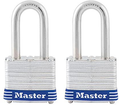 Master Lock 3TLF Laminated Steel Padlock with Key, 2 Pack Keyed-Alike