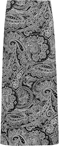 WearAll Women's Paisley Print 70S Boho Stretch Long Maxi Skirt 14-28