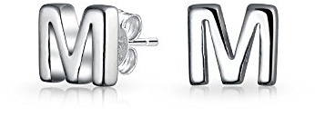Boucles D'Oreilles Personnalisées Abc Minimalist Geometric Capital Block Alphabet Letter Initial Stud Earrings For Teen For Women .925 Argent Sterling