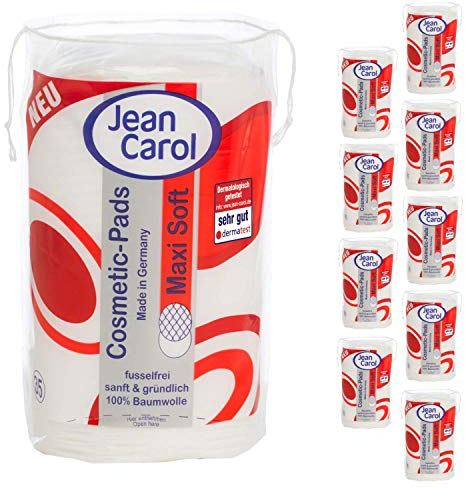 Jean Carol Duo-Wattepads Maxi Soft oval, Vorteilspack (10 x 35 Stück)- Perfekt zum Abschminken & Reinigen - Fusselfreie, extra weiche Baumwollpads - made in Germany