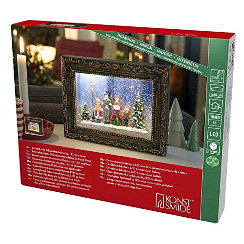 Konstsmide 4357-000 LED snöglob bildram körscen 2 varmvita dioder, brun, 19,5 cm x 4,5 cm x 24,5 cm
