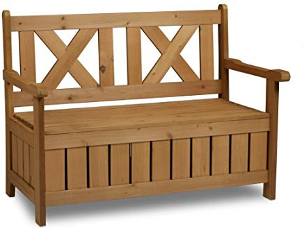 Directachat56 Banc de Jardin Bois, avec Coffre de Rangement intégré