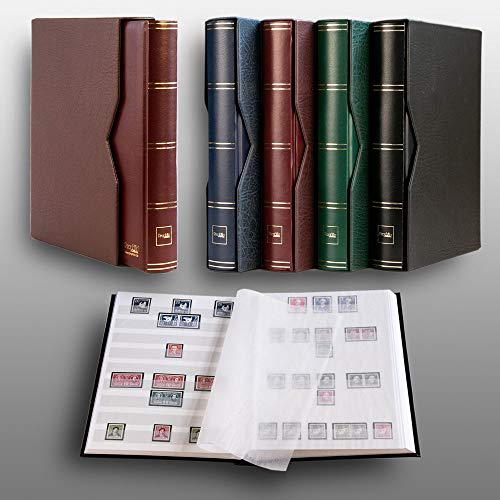 Prophila Album pour Timbres 60 Pages intérieur Blanc étui de Protection Rouge