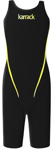 karrack Girls Swimming Suit Sports Conjoined Girls Training Competition Children Swimming Suit Black/Yellow