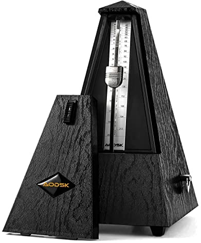 AODSK Mechanical Metronome,Universal Metronome for Piano,Guitar,Violin,Drums and Other Instruments,Standard,Black(black) (Wood Grain Black)
