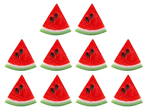jojofuny 10 Stücke Künstliche Wassermelone Platten Simulation Wassermelone Künstlich Dekoration Requisiten Home Früchte Mini für Lustige Obst Fotografie Scheibe Hochzeit
