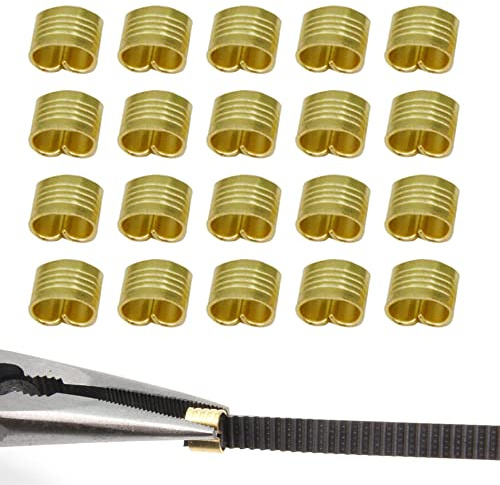 Yeebyee 20 Stück 2GT Gürtelklemme, Kupferschnalle, langlebiger Kabelverbinder, 3D-Drucker-Gürtelklemmen, passend für 6mm 3D-Drucker-Gürtel