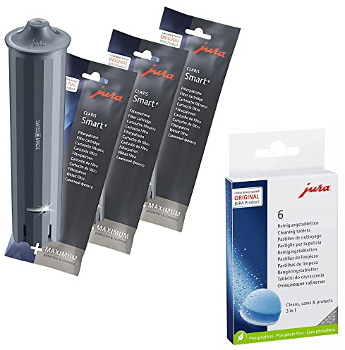 Jura Claris Smart+ Water Filters 3-Phase 6 Cleaning Tablets - Value Combo - 3 Filters + 6 Cleaning Tablets